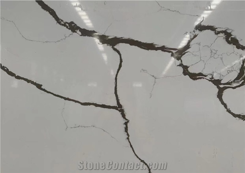 Artificial Engineered Stone Calacatta Quartz Stone Slab Tile