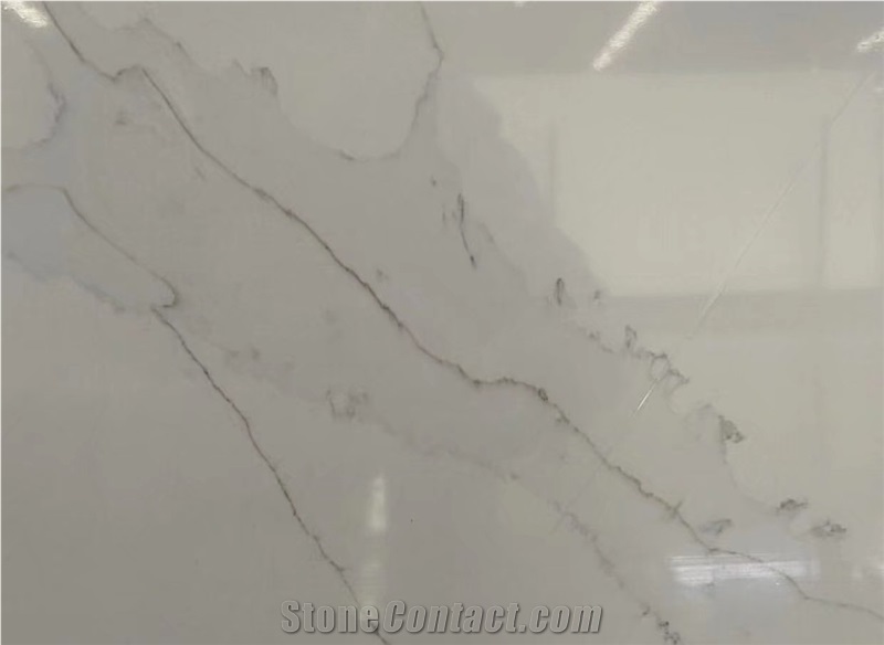Bianco Carrara Solid Surface White Marble Quartz Slabs Tiles