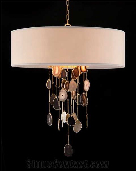 Agate Semiprecious Stone Multicolor Design Ceiling Lamp