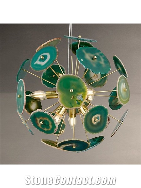 Agate Semiprecious Stone Multicolor Design Ceiling Lamp