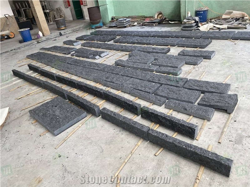 Angola Black Granite Natural Split Surface Prefab Wall Tiles