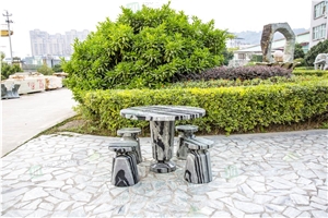 Outdoor Furniture Round Stone Coffee Table Tops and Chairs