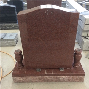 Indian Red Granite Serp Top Single Upright Headstones