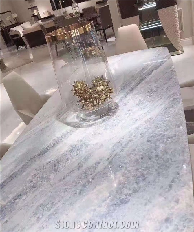 Brazil Blue Crystal Marble Polished Custom Countertops