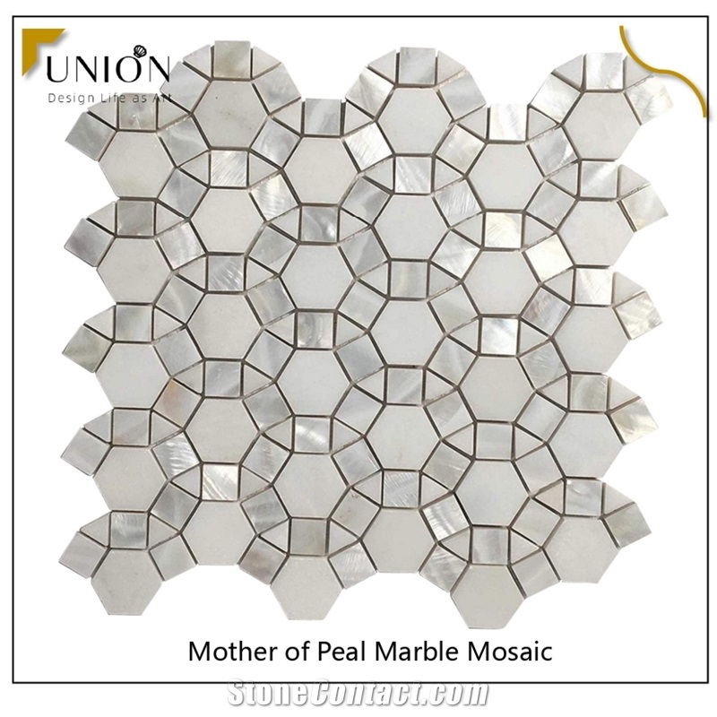 Thassos Crystal White Marble Pearl Shell Kitchen Mosaic Tile