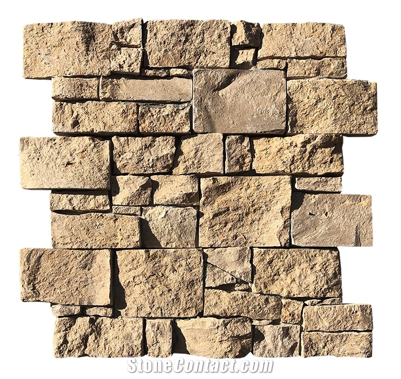 Cement Mesh Stacked Stone Veneer Ledger Panel  Wall Cladding