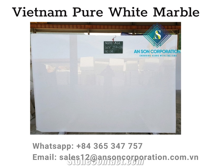 Vietnam Pure White Marble Slab For Flooring & Wall 