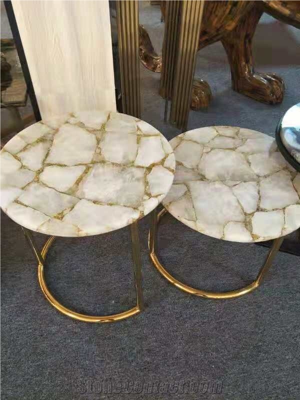 Modern coffee table top with onyx gemstone Marble slab