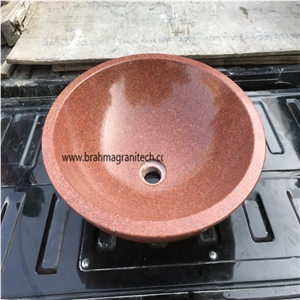 stone basin, red granite basin, wash basin, wash bowls