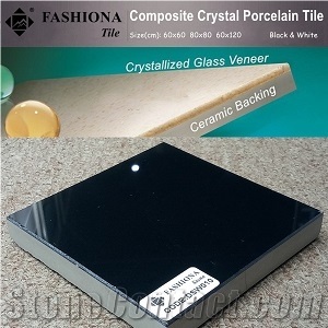 Composite Crystal Porcelain Tile / Thassos Glass Veneer