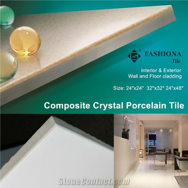 Composite Crystallized Thassos Glass Porcelain Tile