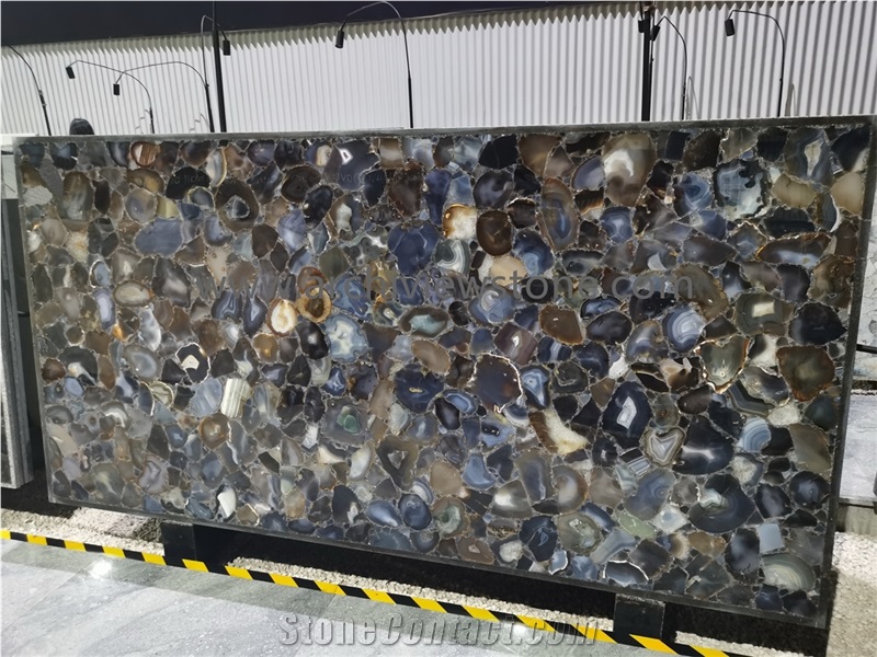 Brown Agate Semiprecious Stone Backlit GemstoneSlabs
