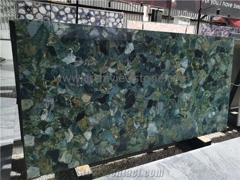 Green Gemstone Semiprecious Stone Backlit Slabs