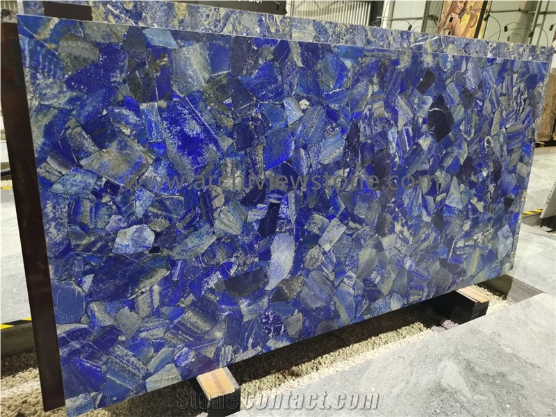 Lapis Lazuli Semiprecious Stone Backlit Gemstone Slabs