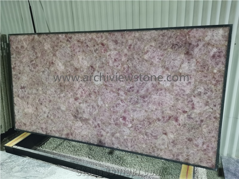 Purple Crystal Semiprecious Stone Gemstone Backlit Slabs