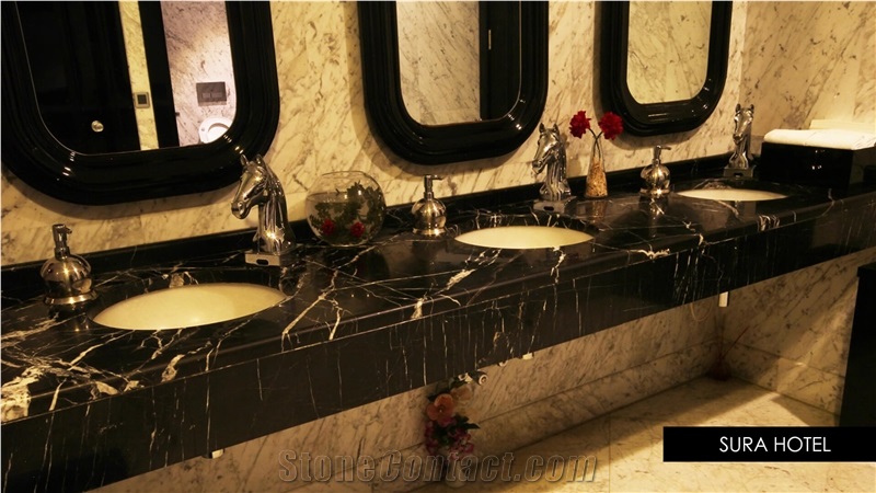 Black Marquina Marble Bathroom Countertop