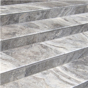 Fantastic Silver Travertine - Titanium Travertine Stone Stairs, Steps