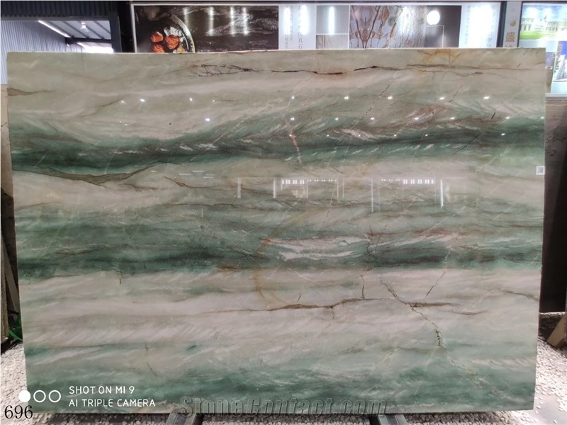 Brazil Royal Green Marble Slab Wall Floor Tiles Bookmatched