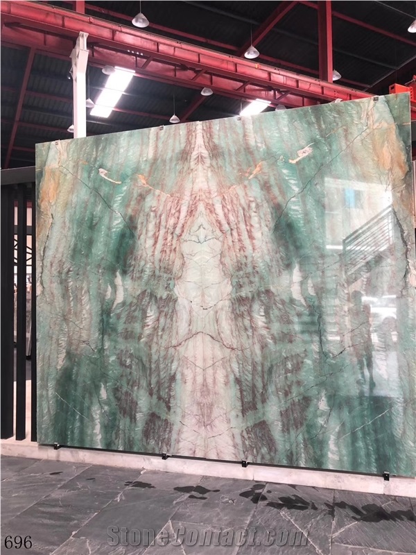 Brazil Royal Green Marble Slab Wall Floor Tiles Bookmatched