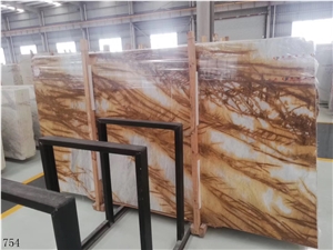 China Champagne Gold Slab Wall Floor Tiles Countertop Use