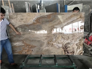 China Roman Impression Marble Brown Wooden Wall Tile Slab