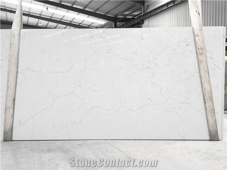 Artificial Polished Facade Quartz Slab Stone Kitchen Decor