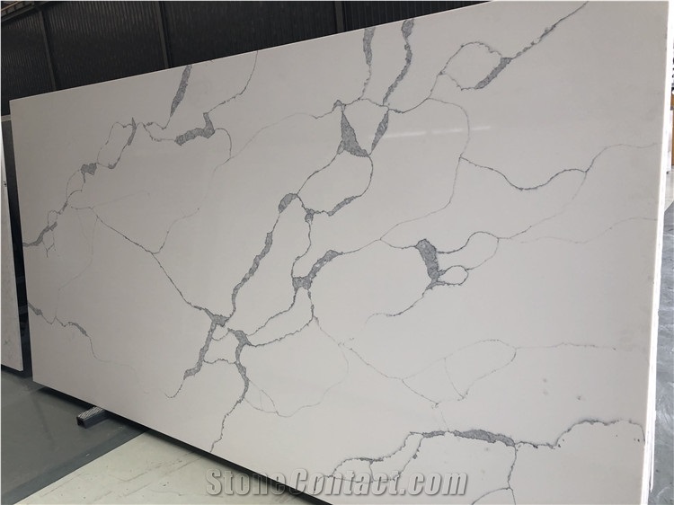 Artificial Quartz Calacatta White Polished Slab Countertops