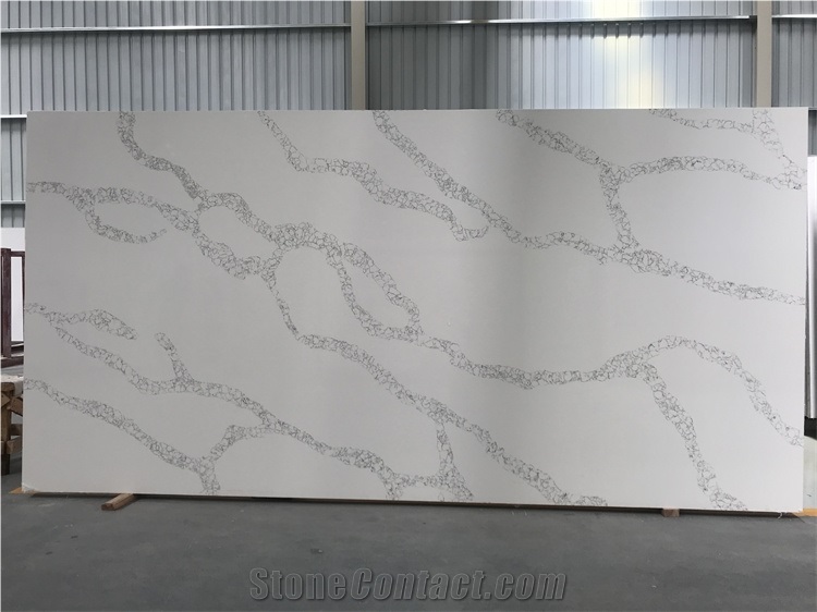 Encimera Marble Look Quartz Building Dry Slab Stone Panel 
