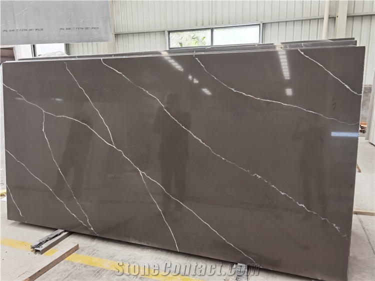 Leathered  Artificial Quartz Marble Production Line Slab