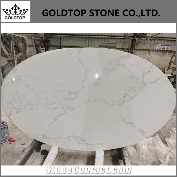 White Polished Round Oval Table Top Grey Veins Living Room 