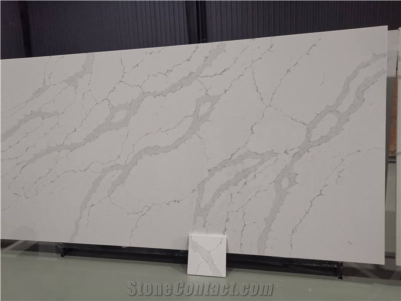 White Polished Surface Quartz Kitchen Counter Island Top