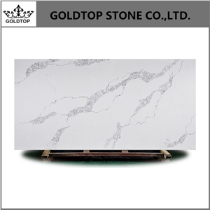 White Quartz Calacatta Marble Look Slab Stone For Kitchen
