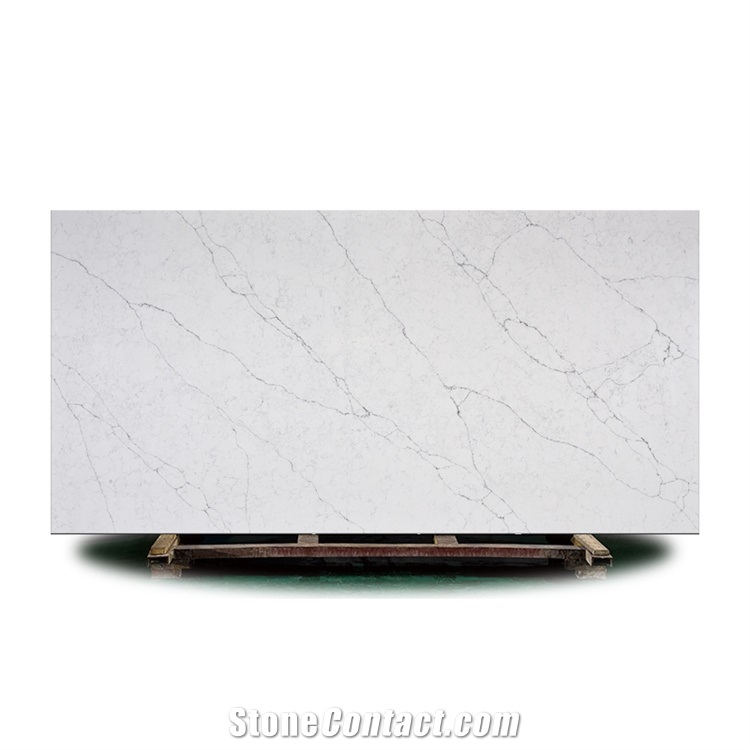 White Quartz Slab Stone Marble Look with Veins Wall Covering