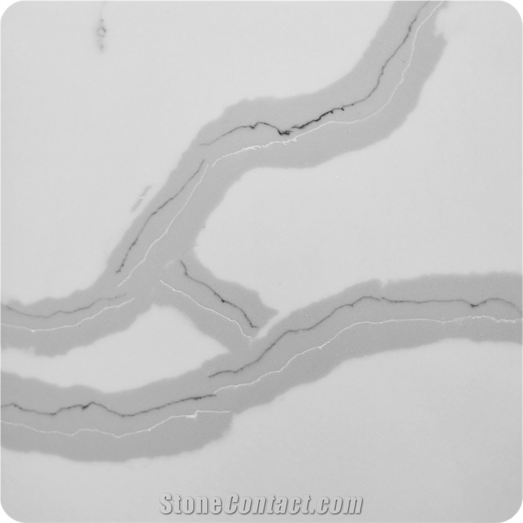 White Quartz Slab Stone River Shape Marble Look Tiles