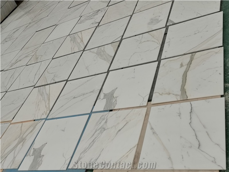 10mm 24x24 inch Italy Calacatta White Marble Tiles For Hotel
