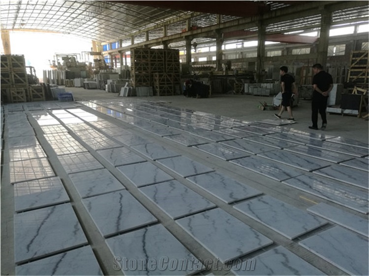 Chinese Marble Flooring White Marble Tiles with Grey Vein