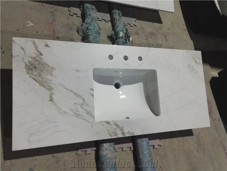 Italian White Carrara Statuario Polished Marble Countertop