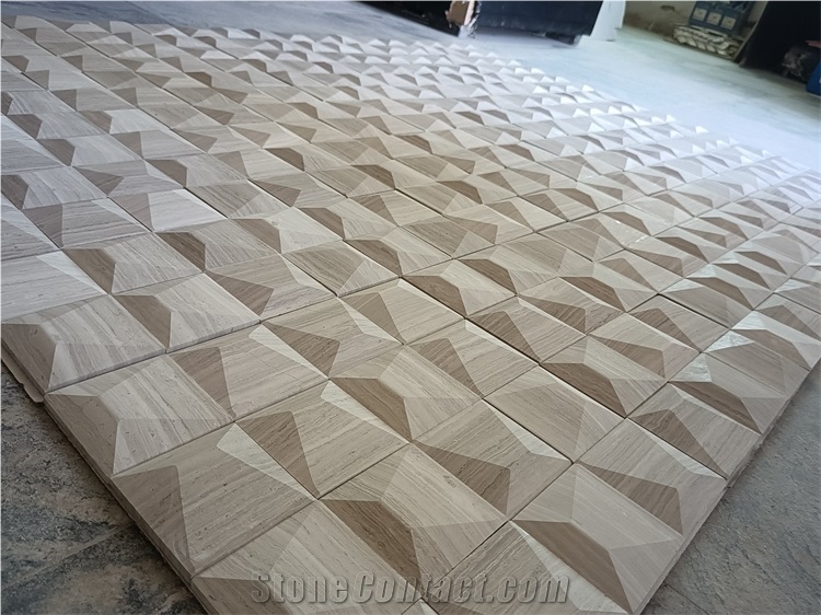 Natural Marble Mosaic 3D Wall Design Outdoor Cladding Cover