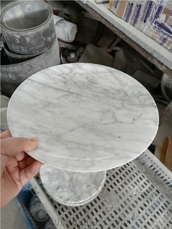 Carrara White Marble Stone Dinner Service Plate Food Dishes 