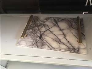 New York Lilac White Marble Jewelry Dish Fruit Plate Board