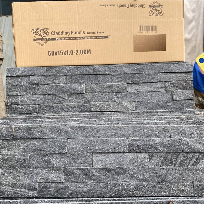 Stacked stone panel, espacato,Black Crystal