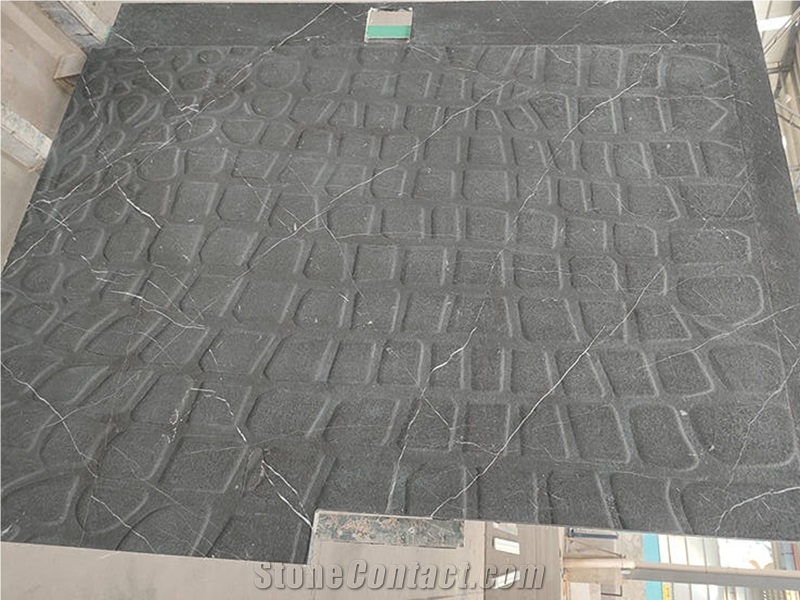 Honed Grave Marquina Black Marble Shower Tray