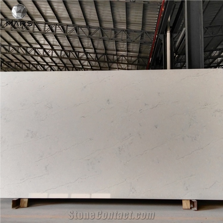 Factory Popular Design White Carrara Quartz Countertops Slab