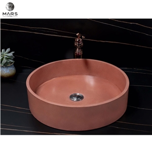 Man Made Stone Products Pure Red Color Pattern Design Sinks
