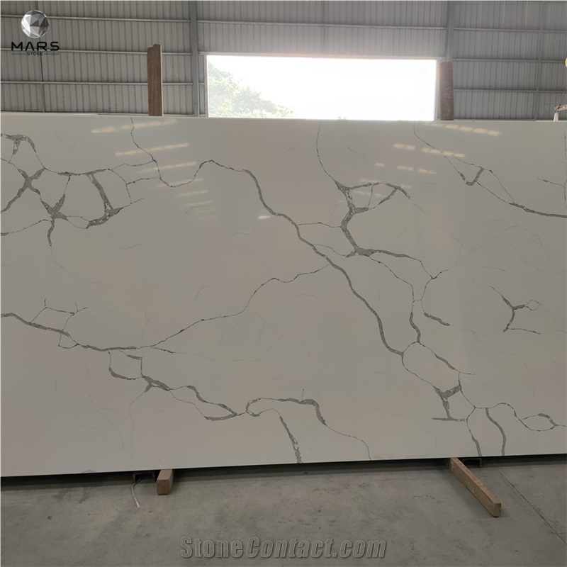  Popular Artificial Calacatta Quartz Stone White Slab Price
