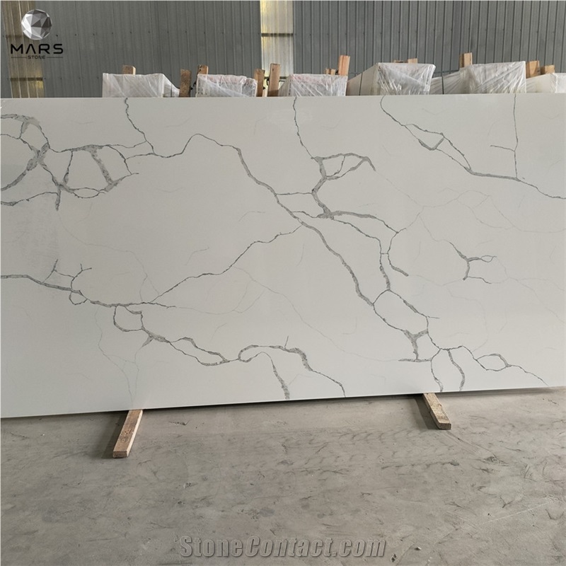  Popular Artificial Calacatta Quartz Stone White Slab Price