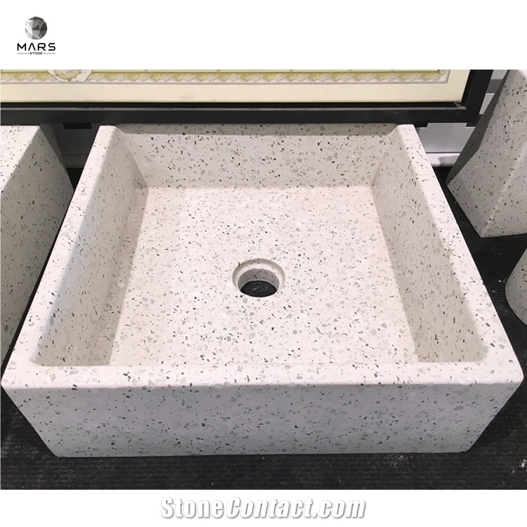 White Cement Concrete Terrazzo Wash Basins and for Bathroom