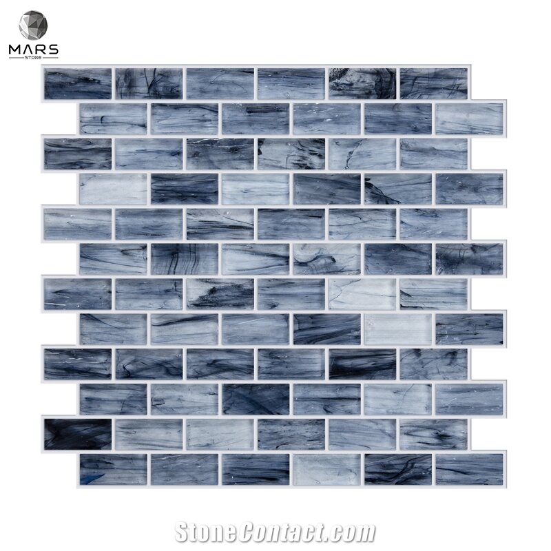 2021 Crystal Marble Stone Strip Brick Glass Mosaic Tile