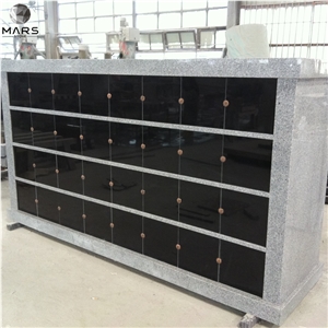 2021Niche Cremation Columbarium Gray Granite with Black Door