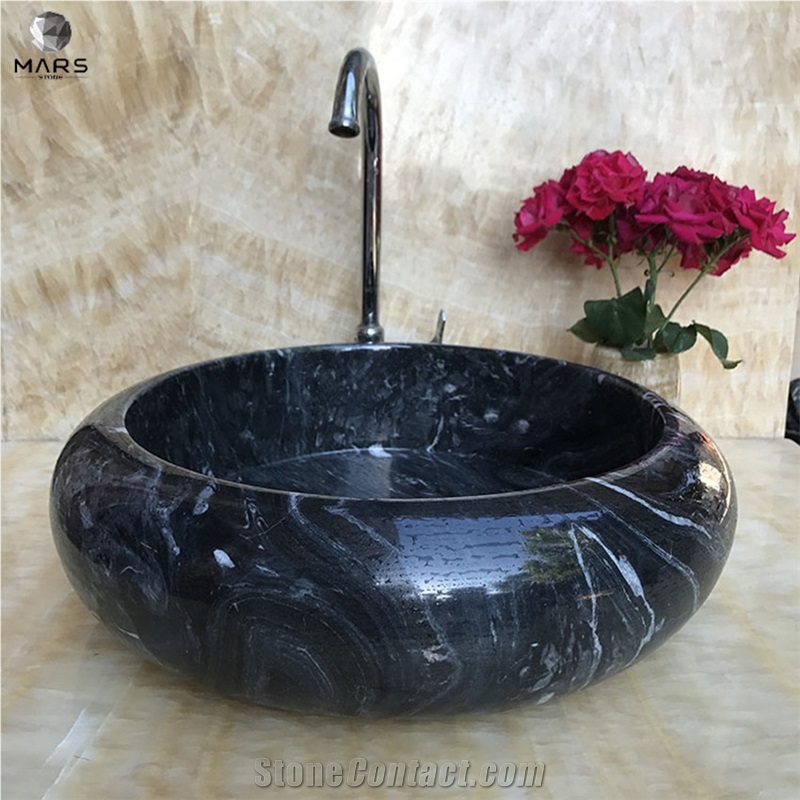 Black Marble Laundry Sink, Marble Sink for Hotel Bathroom